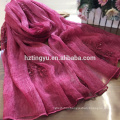 Hot whosale women funckly silk wool blend lace embroider scarf